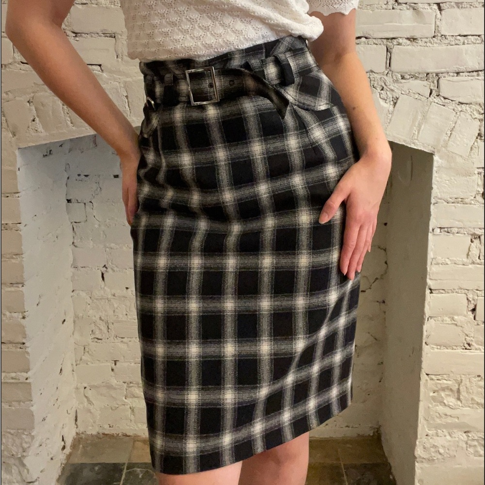Vintage Plaid Pencil Skirt
